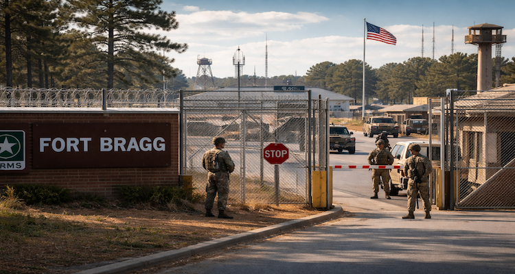 Fort Bragg entrance at sunset