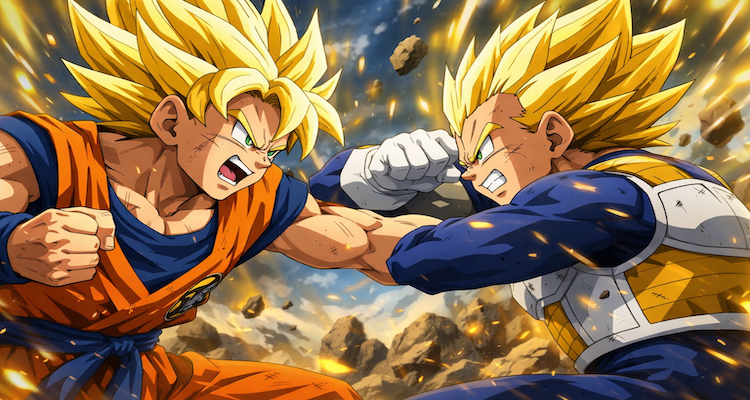 Goku and Vegeta clash in battle
