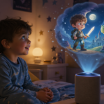 Magical bedtime adventure with a glowing projection