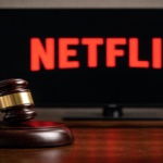Netflix and gavel in focus