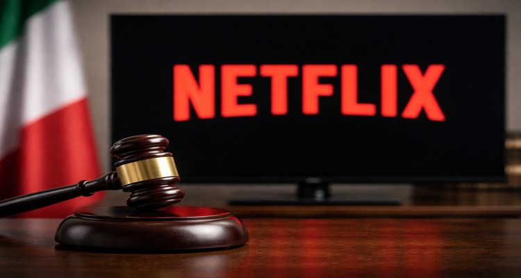 Netflix and gavel in focus