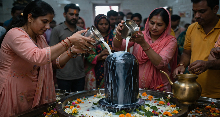 Ritual worship at a Hindu temple