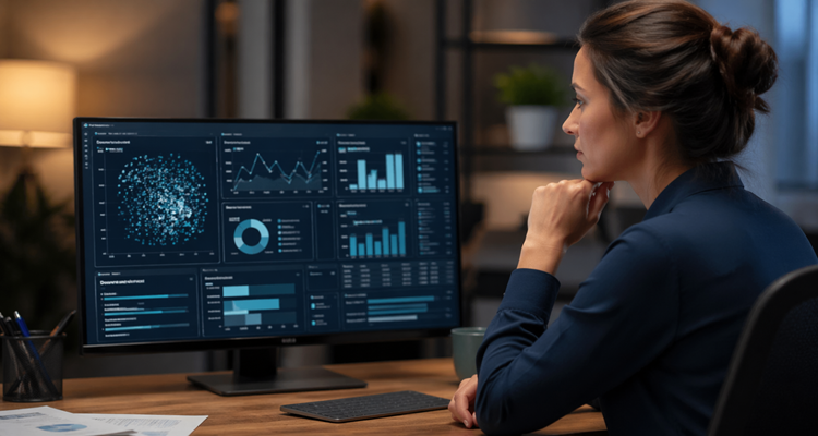 Woman watching the AI work