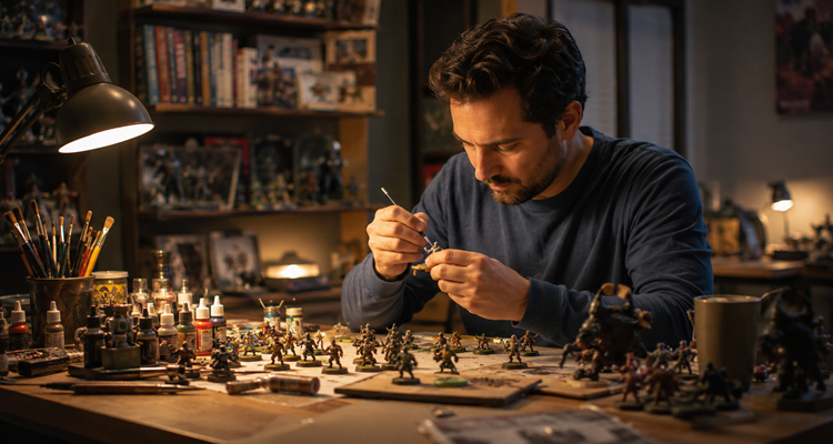 Focused craftsmanship in a hobby room