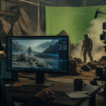 Behind the scenes of a film shoot