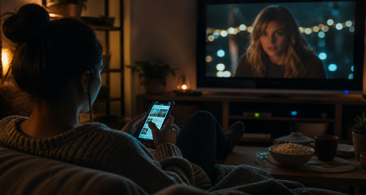 Cozy living room with phone and TV