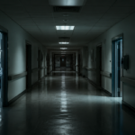 Empty hospital corridor in soft light
