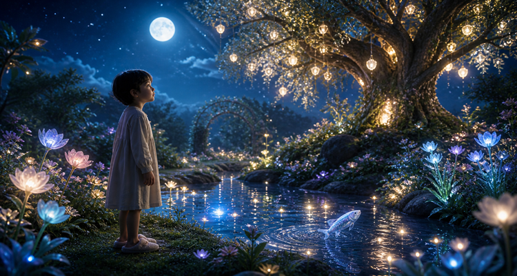 Moonlit garden of wonder