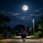 Moonlit walk down a quiet road