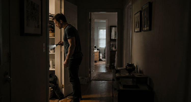 Investigating the cluttered hallway nook