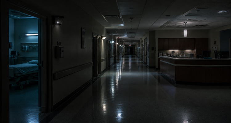 Quiet hospital corridor at night