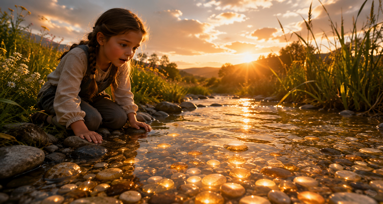 Golden hour wonder by the stream