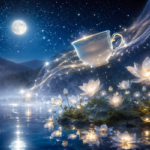 Moonlit dreamscape with glowing flowers