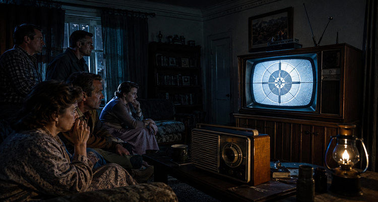 Late-night TV watch in vintage living room
