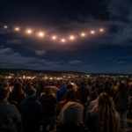 Aerial light display at night