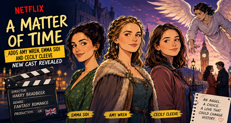 Cast members associated with Netflix's A Matter of Time as production continues on the fantasy-romance film in the United Kingdom.