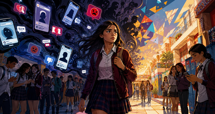 Lead characters from Netflix's Final Project navigating online conflict and teenage social pressures in a suspense-filled school environment.