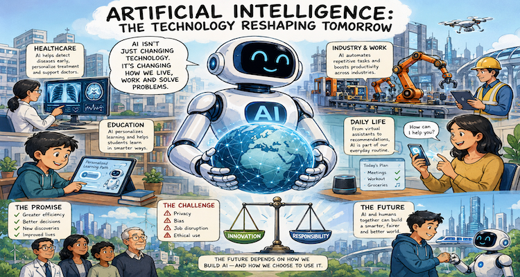 Artificial intelligence network connecting people, businesses, science, education and digital infrastructure to illustrate AI's expanding role in society