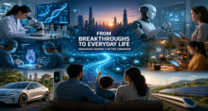 echnological breakthroughs evolving from research laboratories into everyday digital tools such as the Web, GPS, cloud computing and AI