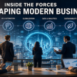 Modern business leaders navigating AI, global trade, workforce change, cybersecurity and digital infrastructure