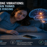 Person checking a smartphone after feeling a phantom vibration notification while the phone screen remains inactive