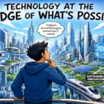 Conceptual illustration of AI, robotics, quantum computing and advanced technology converging at the frontier of innovation