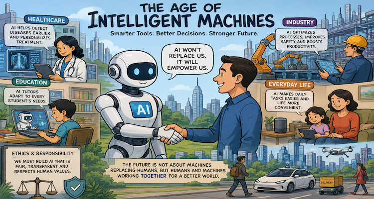 Intelligent AI-powered machines working alongside humans across digital and industrial environments