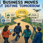 Business leaders reviewing AI, technology, energy and global market trends shaping future corporate strategy