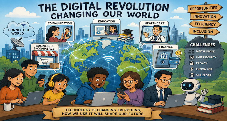 Digital technology connecting people, businesses and communities across a modern global network