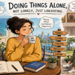 Person enjoying a quiet solo activity in a café while reading alone