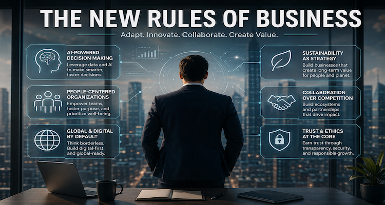 Business leaders examining an AI-powered digital strategy dashboard during a modern strategy meeting
