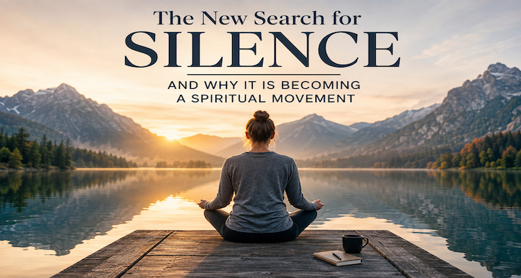 Person sitting alone in a quiet natural landscape during a contemplative meditation practice