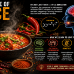 Colorful chili peppers and a steaming bowl of spicy food illustrating the sensory science and cultural appeal of hot flavors.