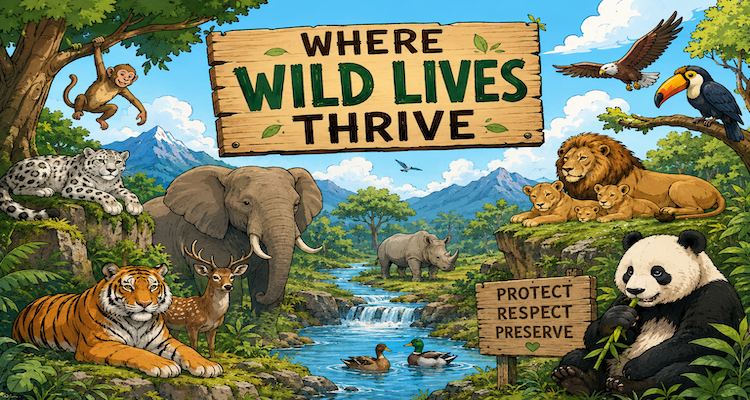 Wild tiger moving through a healthy connected forest landscape surrounded by natural habitat