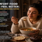 Person enjoying a warm bowl of comfort food while reflecting on the connection between emotions, stress and eating.