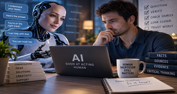 Human reviewing an AI-generated decision while checking evidence on a second screen
