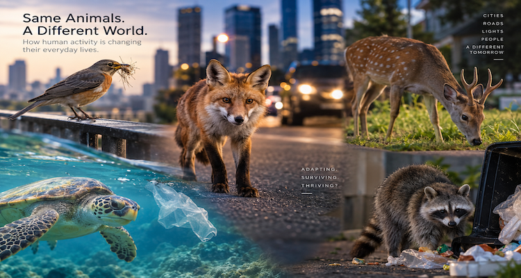 Wild mammals and birds adapting their daily activity patterns around roads, cities, artificial light and human recreation
