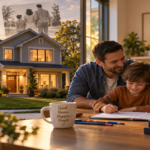 Modern family home showing connected shared spaces alongside private rooms designed for family interaction and personal privacy