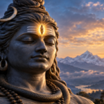 Traditional artistic depiction of Lord Shiva with his vertical third eye symbolizing divine perception and wisdom