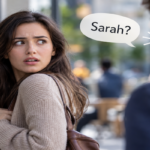 A stranger speaking a familiar name while the listener experiences a moment of recognition and uncertainty