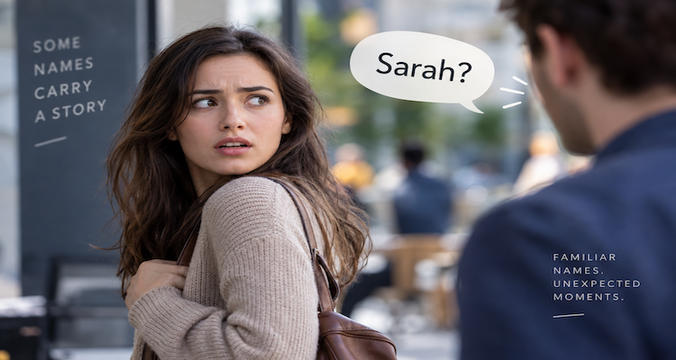 A stranger speaking a familiar name while the listener experiences a moment of recognition and uncertainty