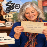 Tizi Hodson holding the 1976 job application letter that was returned to her 48 years later