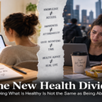 Diverse people navigating different access to healthy food, exercise, housing and everyday health opportunities