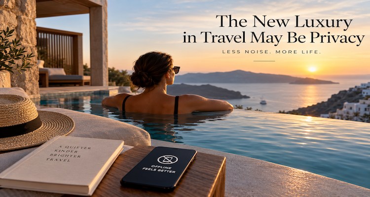 Secluded luxury villa overlooking the sea, illustrating the growing appeal of privacy and personal space in high-end travel