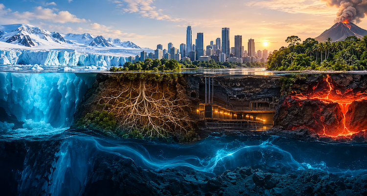 Satellite view illustrating invisible changes beneath Earth's familiar landscapes, including groundwater loss, land subsidence, ocean chemistry and permafrost thaw
