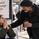 Two strangers having a meaningful conversation in a quiet public place