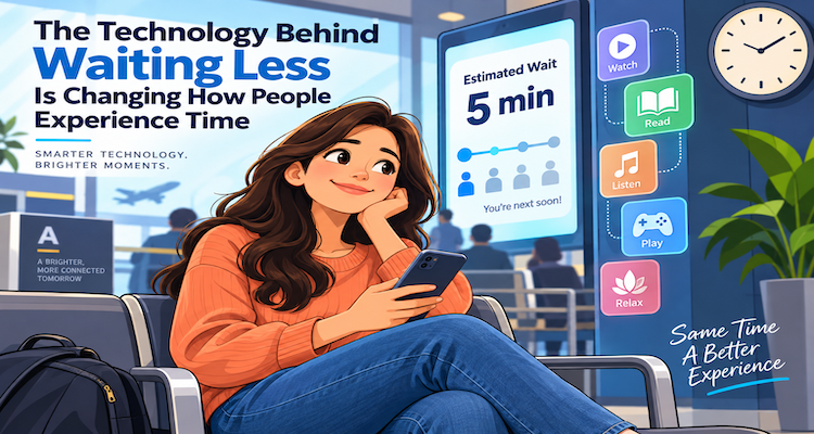 Digital queue interface showing estimated waiting time and real-time progress on a smartphone