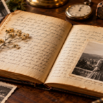 Open old handwritten diary revealing personal notes from a past life