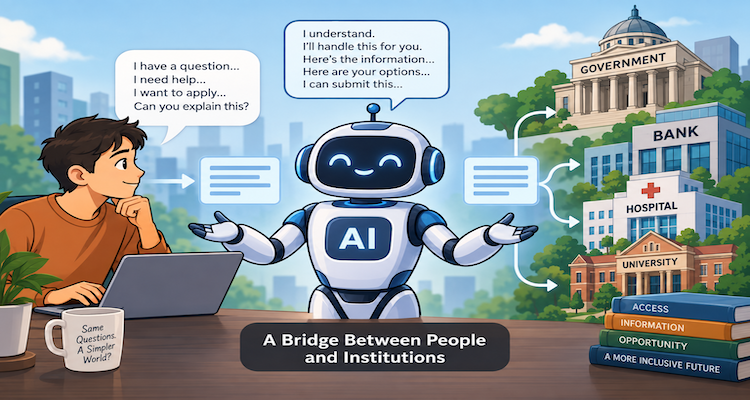 AI interface connecting a person with government, healthcare, banking and business institutions