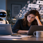 Office workers using generative AI tools while managing increased digital workloads and productivity demands